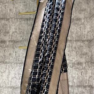 Black katan silk abtract banarasi saree